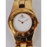 BAUME & MERCIER, GENEVE, LINEA 1561, LADY'S QUARTZ GOLD PLATED STAINLESS STEEL WRISTWATCH with white