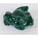 CARVED MALACHITE MODEL OF A FROG, 2 1/4" long