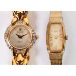 ACCURIST QUARTZ LADY'S GOLD PLATED BRACELET WATCH with 'Pearl' circular dial, paste set bezel,