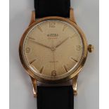 GENTS ROAMER 'PREMIER' 9ct GOLD WRIST WATCH, with Swiss 17 jewel incabloc movement, circular