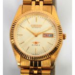 GENT'S CITIZEN GOLD PLATED STAINLESS STEEL WRISTWATCH with 21 jewel automatic movement, circular
