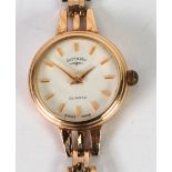 ROTARY QUARTZ LADY'S 9ct GOLD WRIST WATCH, with circular white dial with batons, integral 9ct gold