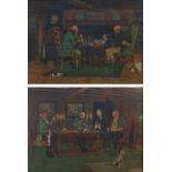 AFTER CECIL ALDIN CHROMOLITHOGRAPHIC PRINTS A MATCHED PAIR Interiors with dining figures 16" x 21