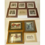 FIVE VICTORIAN STEEL PLATE ENGRAVINGS BY HOGARTH, THREE EASTERN OIL PAINTINGS AND TWO OTHER