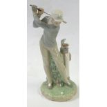 LLADRO PORCELAIN FIGURE OF A GOLFER, 11 1/4" HIGH,(GOLF CLUB HEAD MISSING)