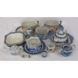 SMALL QUANTITY OF WILLOW PATTERN AND OTHER BLUE AND WHITE POTTERY