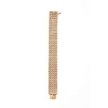 A 9ct gold articulated bracelet of woven design
with invisible clasp, weight approx 40g, width 2cm.,