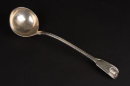 A Victorian silver fiddle, thread and shell pattern soup ladlehallmarked London 1846, with shell