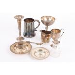 A collection of assorted silverware
including a silver tankard, hallmarked London 1968, a silver