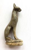 An unusual Egyptian carved hardstone Mau cat antiquity
in seated pose, of slender form., 11.5 cm