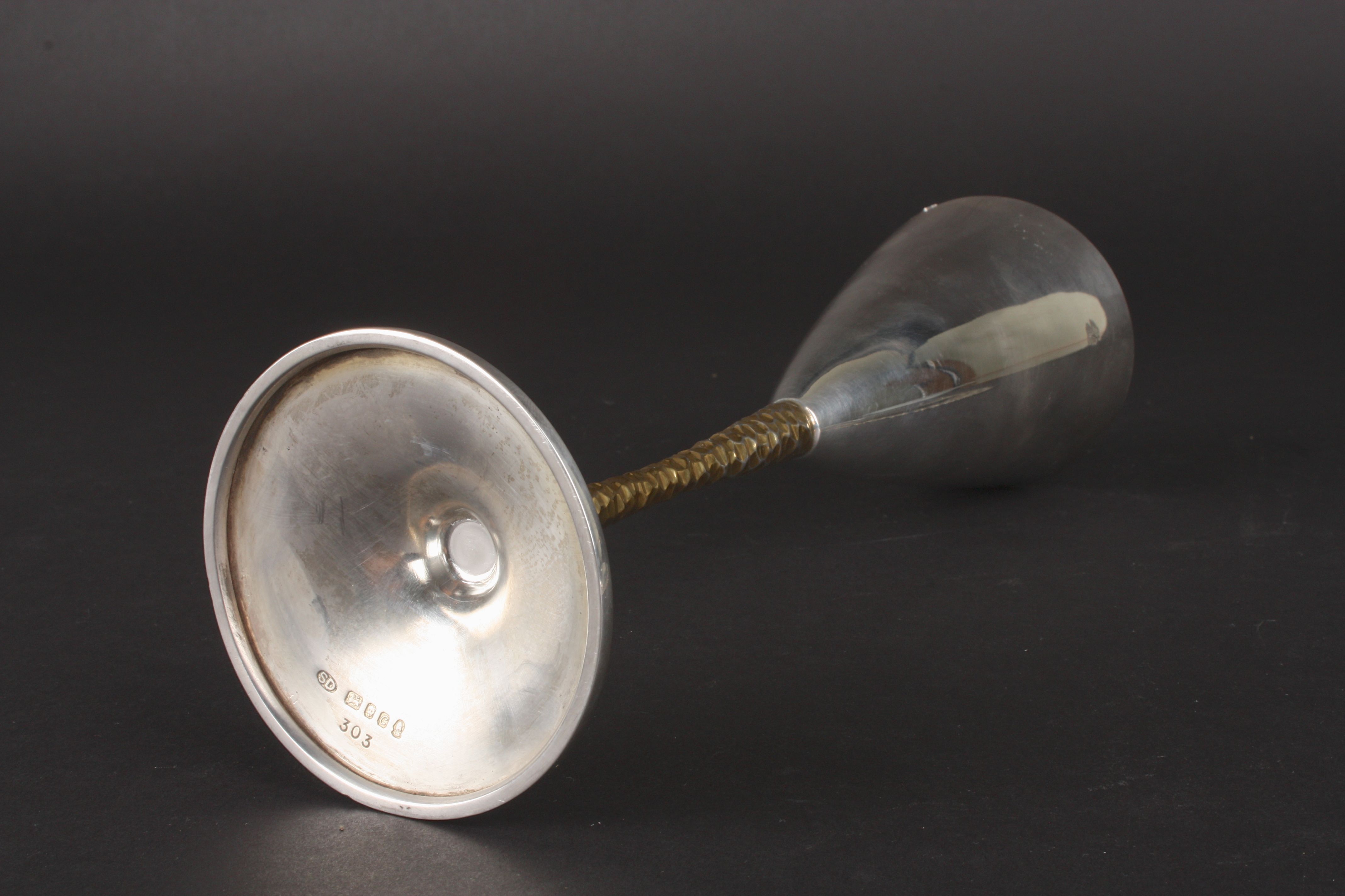 A Stuart Devlin silver and silver gilt champagne flute
hallmarked London 1977, the conical bowl with - Image 3 of 3