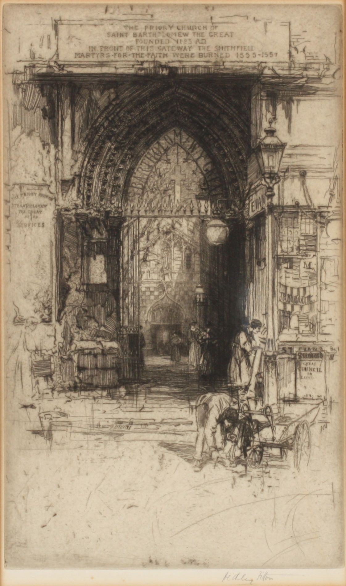 Hedley Fitton (British 1859-1929) 
'Notre Dame, Paris', a large black and white engraving of the - Image 2 of 2