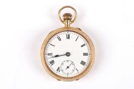 An early 20th century 18ct gold ladies fob watchimport mark for London 1911, with white enamel