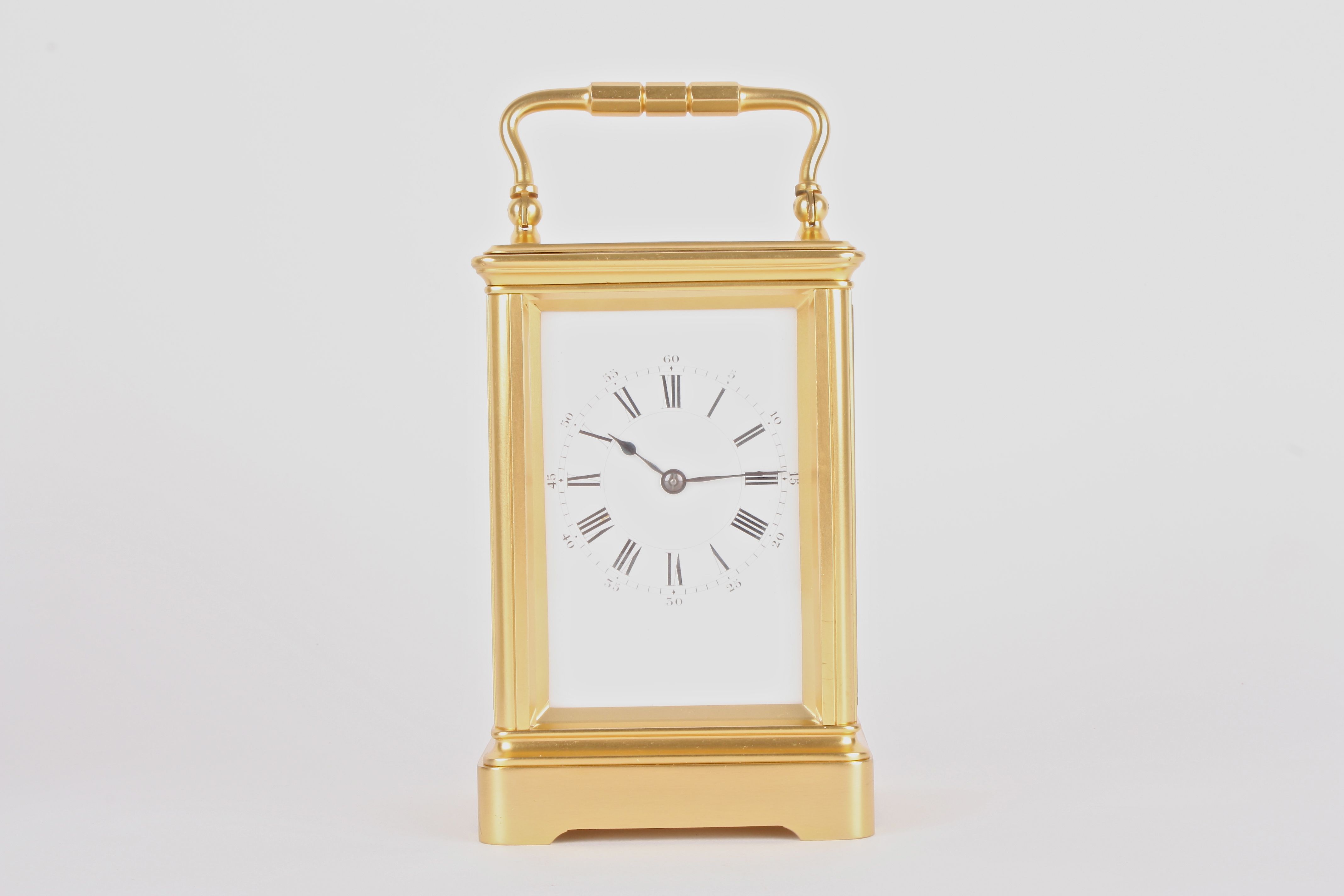 A late 19th century French gilt brass carriage clock timepiece by Henri Jacot
the white enamel - Image 2 of 5