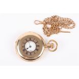 An early 20th century gold plated half hunter pocket watch
by Thomas Russell & Son of Liverpool,