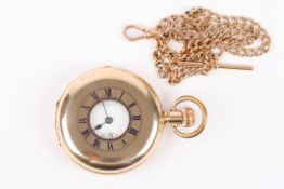 An early 20th century gold plated half hunter pocket watchby Thomas Russell & Son of Liverpool,