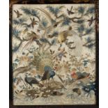 A Chinese silk embroidered panel 
worked in different coloured silks depicting a tree with