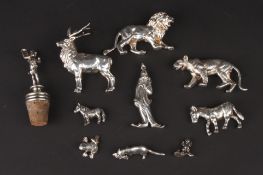 A collection of ten assorted Sterling silver animals and figuresincluding a lion, tiger, stag,