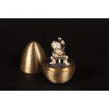 A Stuart Devlin silver gilt novelty Easter egg featuring Little Jack Horner nursery rhyme
hallmarked