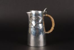 A Liberty Tudric silver plated cafe au lait pot, designed by Archibald Knoxwith moulded foliate