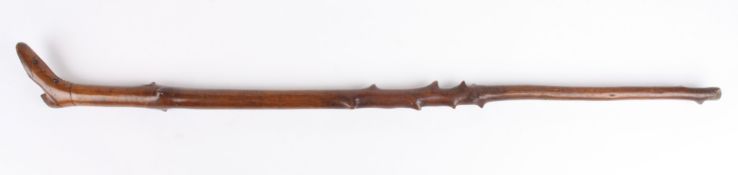 A Victorian walking stick with carved ladies bootthe handle carved in the form of a boot, with