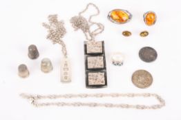 A collection of silver jewellery and other itemsincluding a large Modernist signed pendant