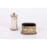 A two piece silver George V Art Deco cruet set
hallmarked Birmingham 1934 with initials for