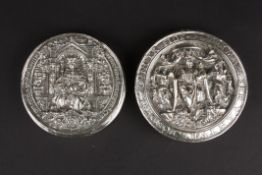 A pair of embossed silver Royal Seals of King Henry VIII and King Francis I of France,both