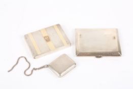 Two engine turned silver cigarette casesone with gilt banding, together with a silver cased