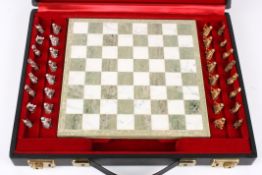 An unusual 20th century 9ct white and yellow gold chess sethallmarked London 1969, the pieces