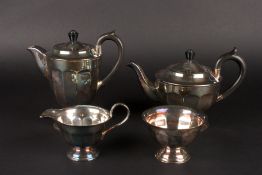 An early 20th century silver plated Viners four piece tea setcomprising teapot, hot water jug, milk