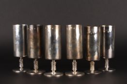 A matched set of six Irish silver champagne fluteshallmarked Dublin 1971, of cylindrical form, with