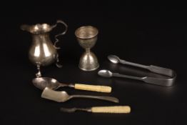 A small group of assorted silver and silver plated itemsincluding a Georgian silver cream jug, a