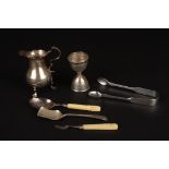 A small group of assorted silver and silver plated items
including a Georgian silver cream jug, a