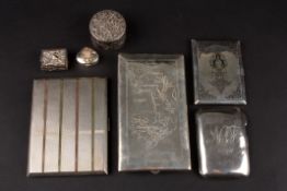 A Birmingham silver engine turned cigarette casetogether with a smaller cigarette case, an