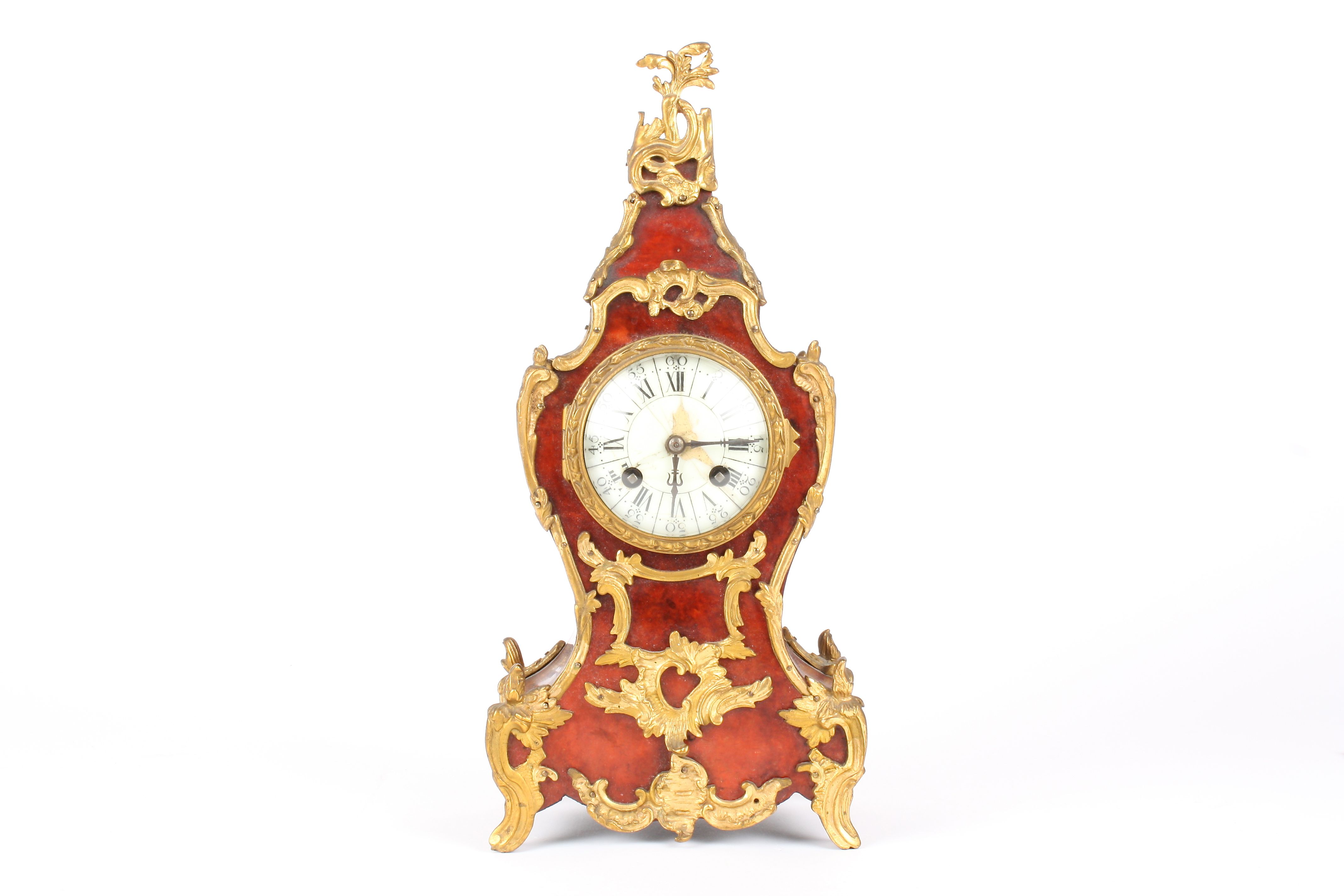 A 19th century French tortoiseshell and ormolu mounted mantel clock
the white enamel dial with black - Image 2 of 4