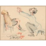 An unusual watercolour 'The Hypnotist'
indistinctly signed and dated in pencil bottom right,