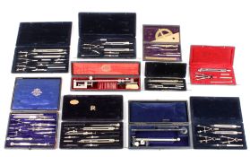 Another similar collection of ten assorted drawing instrument sets20th centurypredominantly