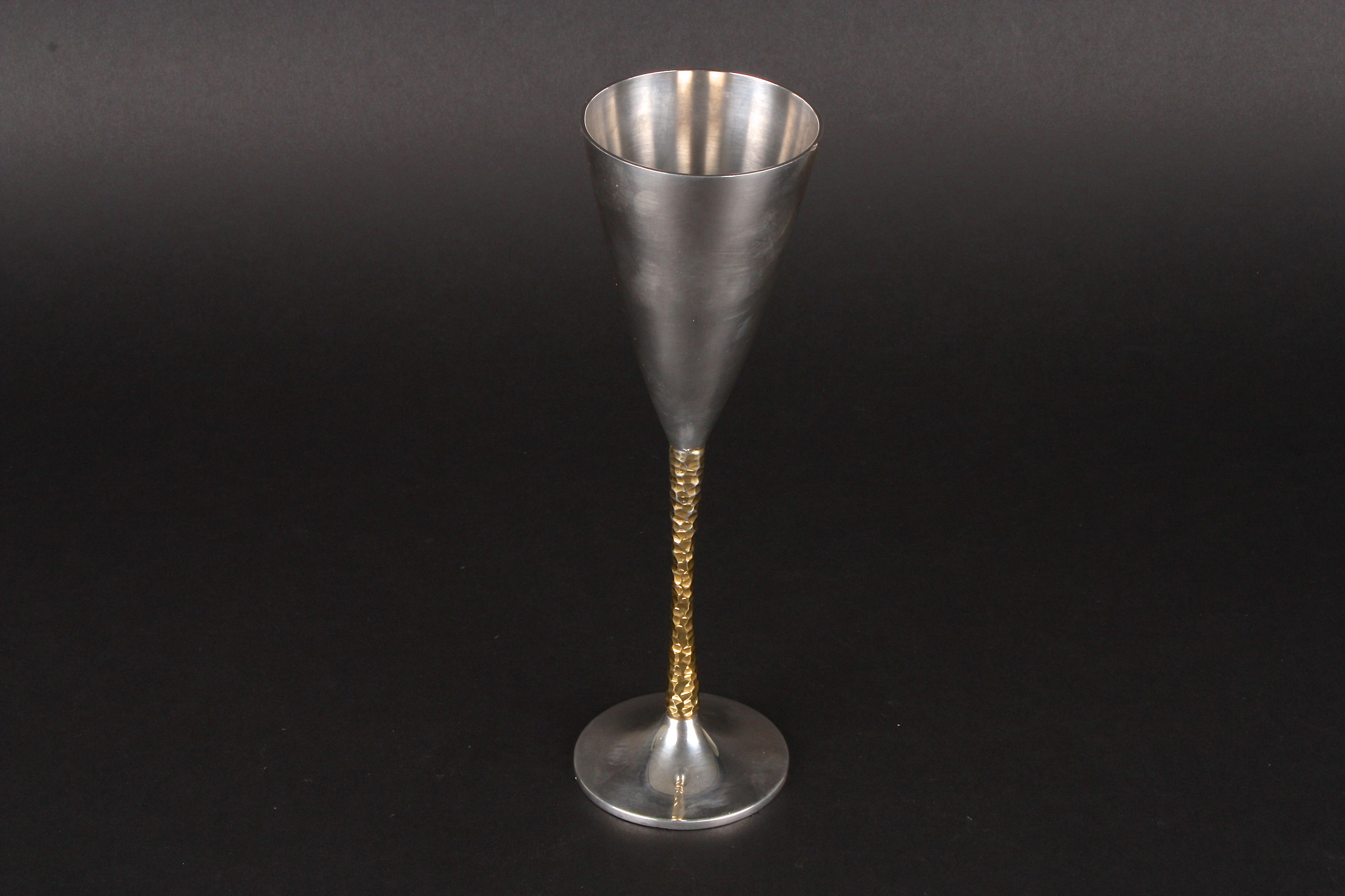 A Stuart Devlin silver and silver gilt champagne flute
hallmarked London 1977, the conical bowl with - Image 2 of 3