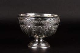 An Edwardian silver repoussé rose bowlhallmarked Chester 1901, with embossed and scrolled