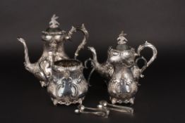 A Georgian style four piece Continental silver tea setwith London import hallmark for 1972, of