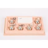 A French 20th century set of six white metal place-card holders in the form of apples
each apple