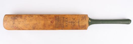 A cricket bat signed by Sir Jack Hobbsthe J. B. Hobbs cricket by Stuart Surridge & Co Ltd London,