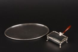 Two silver plated Preston Plate itemscomprising a small oval tray and an ash tray with wooden