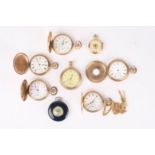 A collection of eight gold plated pocket watches
mostly early 20th century including Elgin,