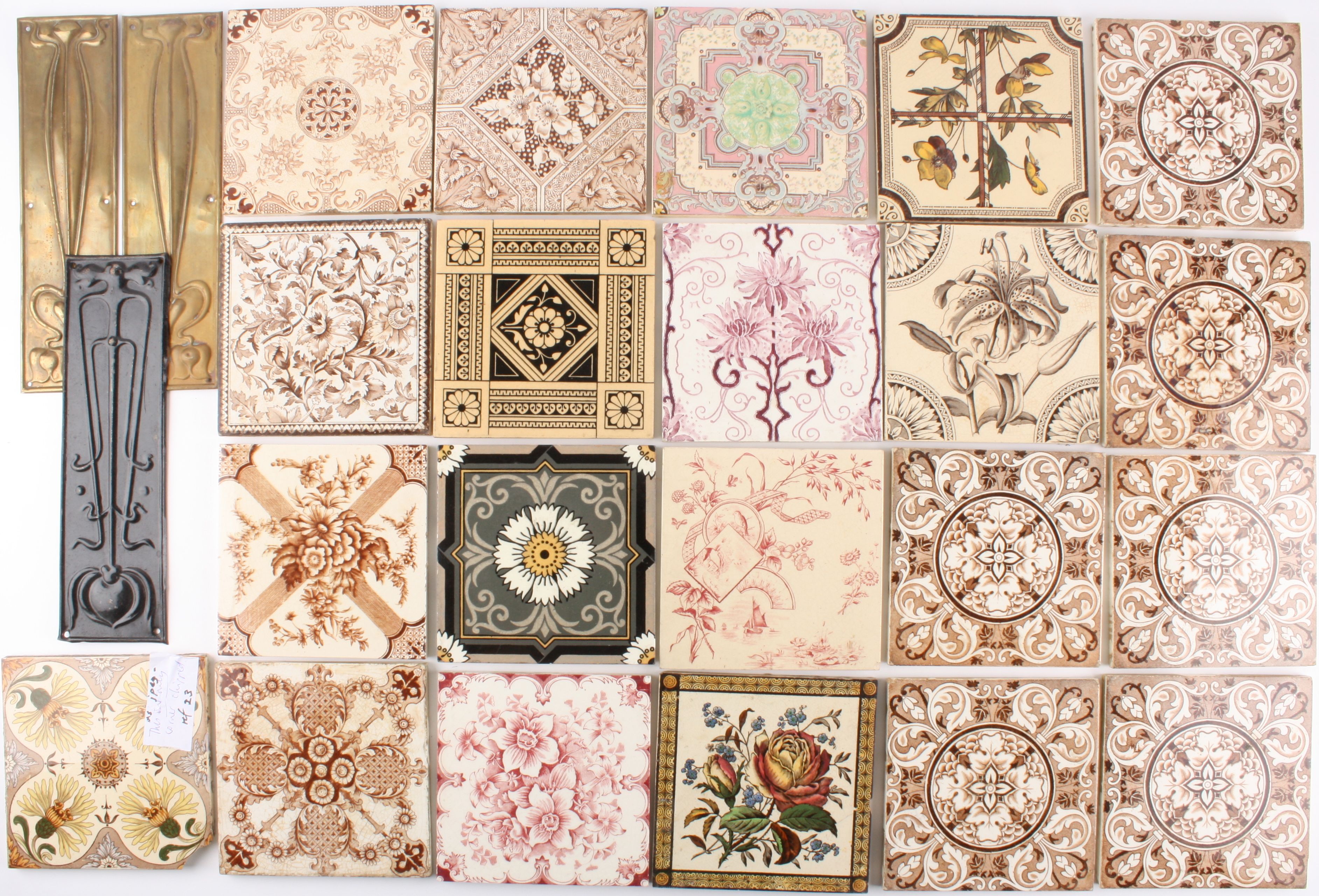 A collection of 21 Victorian transfer printed tiles
the square tiles of various typical designs