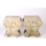 A large and unusual pair of Doulton Lambeth stoneware pedestals
circa 1913
of square form, mounted