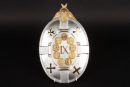 An unusual modern silver nine nations shield plaquehallmarked London 1973, applied with gilt