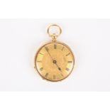 A late 19th century Continental 18K gold pocket watch
the gilt dial with black Roman numerals,