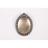 An early 20th century French silver and marcasite miniature photograph frame pendant /brooch
of oval